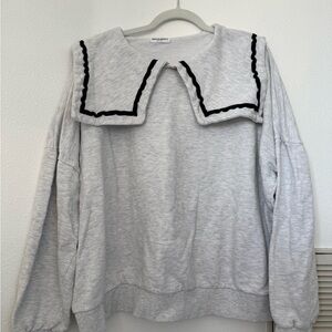 Korean Style Gray Sweatshirt with Black Trim